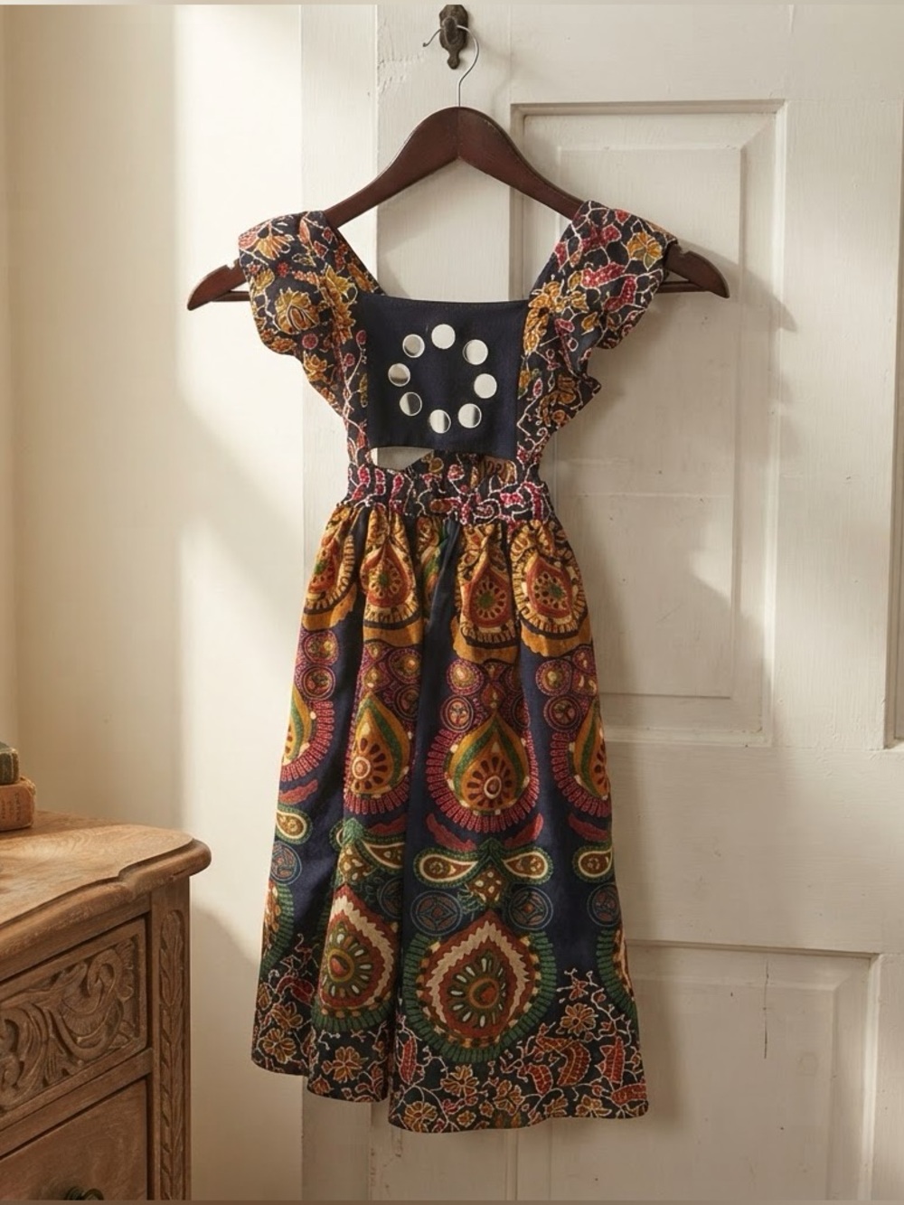 Little Moon Black Paisley-Print Maxi Dress with Ruffled Sleeves